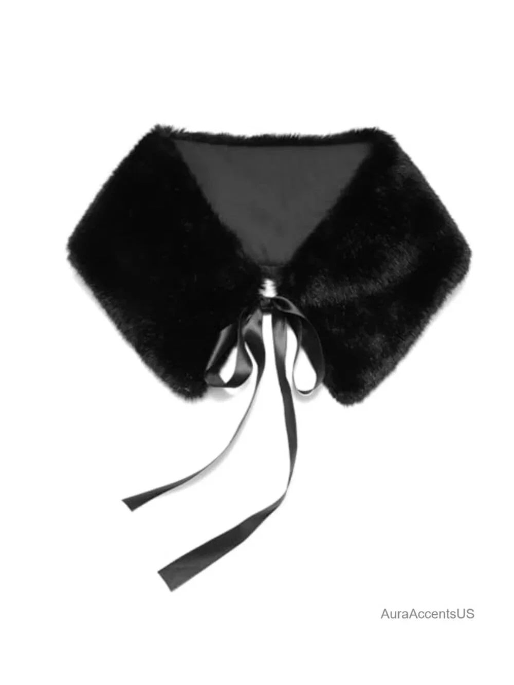 Faux Fur Collar Scarf Women's Winter Neck Warmer with Ribbon Ties